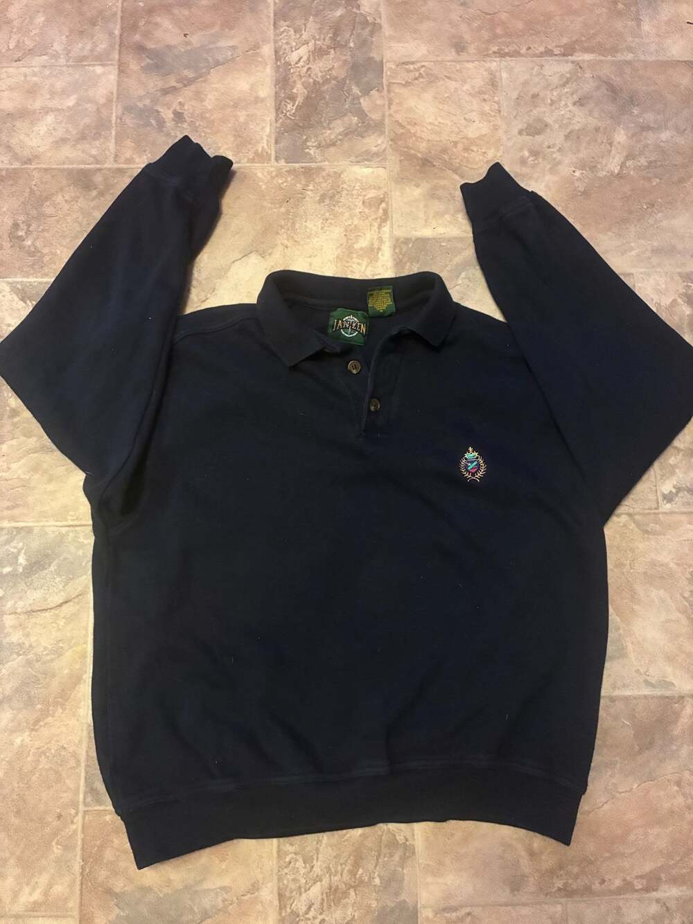 Jantzen Vintage Men's Long Sleeve Polo Sweatshirt with Crest Logo